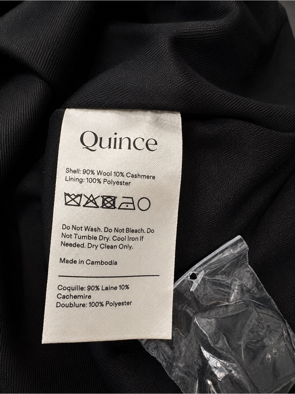 NWT Quince Wool Cashmere Peacoat Black XL Double Breasted Winter Coat Men - Picture 7 of 8